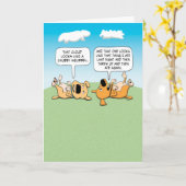 かわいいおもしろい犬が雲を描く誕生日 カード (黄色い花)