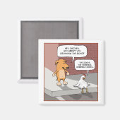 かわいいおもしろい犬とチキン マグネット (正面/裏面)