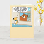 かわいいおもしろい犬とベアサプライズ誕生日 カード (黄色い花)