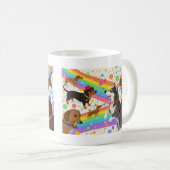 かわいいおもしろい犬と虹 コーヒーマグカップ (正面右)