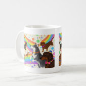かわいいおもしろい犬と虹 コーヒーマグカップ (正面左)