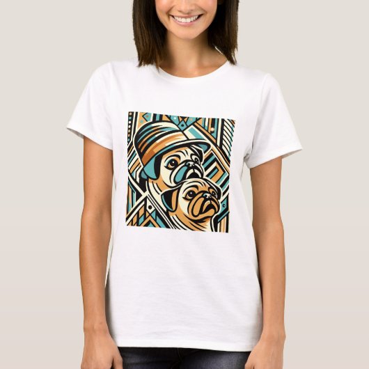 かわいいおもしろい犬の女性のTシャツ Tシャツ (正面)