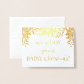 かわいいおもしろい犬クリスマスカード 箔カード (封筒付き正面)