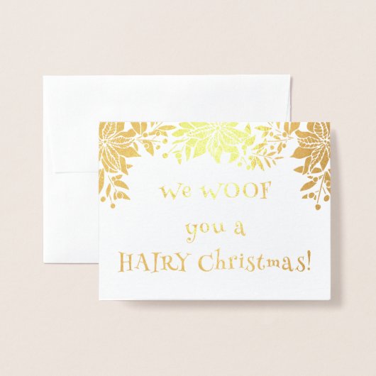 かわいいおもしろい犬クリスマスカード 箔カード (封筒付き正面)