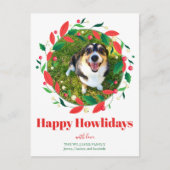 かわいいおもしろい犬フォトハッピーHowlidaysクリスマス ポストカード (正面)