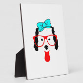 かわいいおもしろい犬ヘッドスケッチ フォトプラーク (側面)