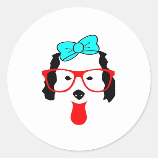 かわいいおもしろい犬ヘッドスケッチ ラウンドシール (正面)