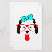 かわいいおもしろい犬ヘッドスケッチ 便箋 (正面/裏面)