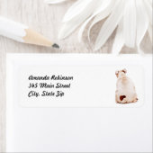 かわいいおもしろい犬ホワイトブルドッグ ラベル (インサイチュ)