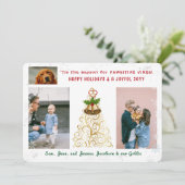 かわいいおもしろい犬猫ハッピーホリデー3枚エレガント シーズンカード (スタンド正面)