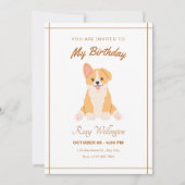かわいいおもしろい犬誕生日 招待状 (正面)