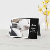 かわいいおもしろい犬40歳の誕生日 カード (黄色い花)