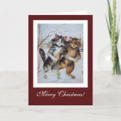 かわいいおもしろい猫たち、ヴィンテージ猫のクリスマス シーズンカード (正面)