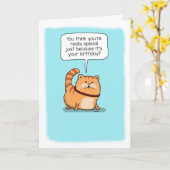 かわいいおもしろい猫とて特別誕生日 カード (黄色い花)