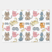 かわいいおもしろい猫と子猫 ラッピングペーパーシート (正面2)
