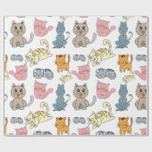 かわいいおもしろい猫と子猫 ラッピングペーパー (フラット)