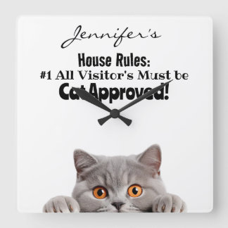 かわいいおもしろい猫の壁時計 スクエア壁時計