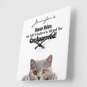 かわいいおもしろい猫の壁時計 スクエア壁時計 (傾斜)