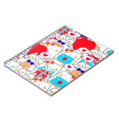 かわいいおもしろい猫シームレスな愛パターン ノートブック (左側)