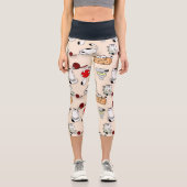 かわいいおもしろい猫好きハイウエストカプリヨガ カプリレギンス (正面)