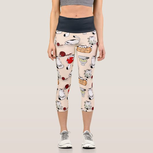 かわいいおもしろい猫好きハイウエストカプリヨガ カプリレギンス (正面)