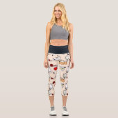 かわいいおもしろい猫好きハイウエストカプリヨガ カプリレギンス (正面)