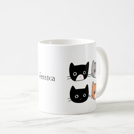 かわいいおもしろい猫子猫名前をカスタムする コーヒーマグカップ (正面右)