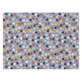 かわいいおもしろい猫顔パタンブルー テーブルクロス (正面(横))