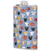 かわいいおもしろい猫顔パタンブルー フラスク (左)