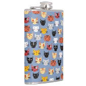 かわいいおもしろい猫顔パタンブルー フラスク (右)