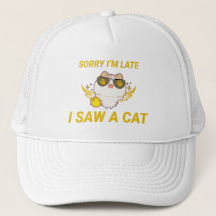 かわいいおもしろい猫 遅くなってごめんなさい、猫を見かけました キャップ