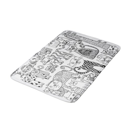 かわいいおもしろい白黒キティ猫 バスマット (アングル)