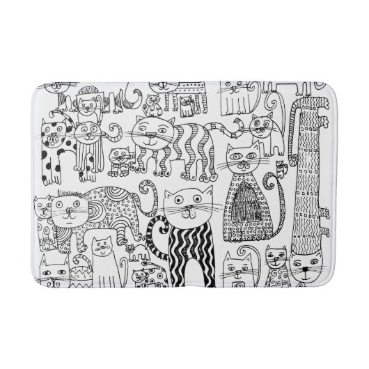 かわいいおもしろい白黒キティ猫 バスマット (正面)