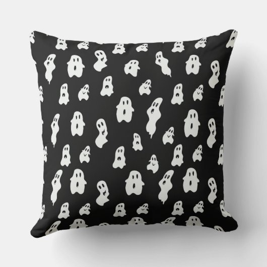 かわいいおもしろい白黒ハッピー幽霊 クッション (裏面)