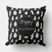 かわいいおもしろい白黒ハッピー幽霊 クッション (正面)