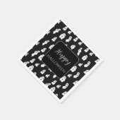 かわいいおもしろい白黒ハッピー幽霊 スタンダードカクテルナプキン (角)