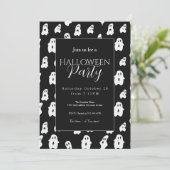 かわいいおもしろい白黒ハッピー幽霊 招待状 (スタンド正面)