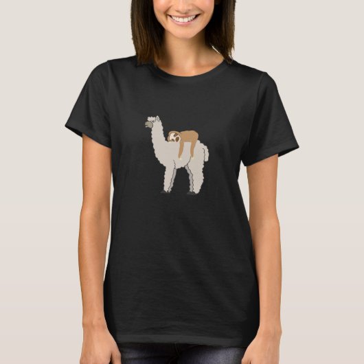 かわいいおもしろい眠いナマケモノとラマ Tシャツ (正面)
