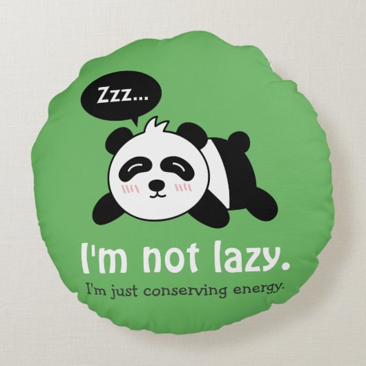 かわいいおもしろい眠るパンダの漫画 ラウンドクッション (裏面)