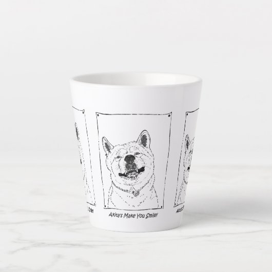 かわいいおもしろい秋田犬の写真 カフェラテマグ (正面)