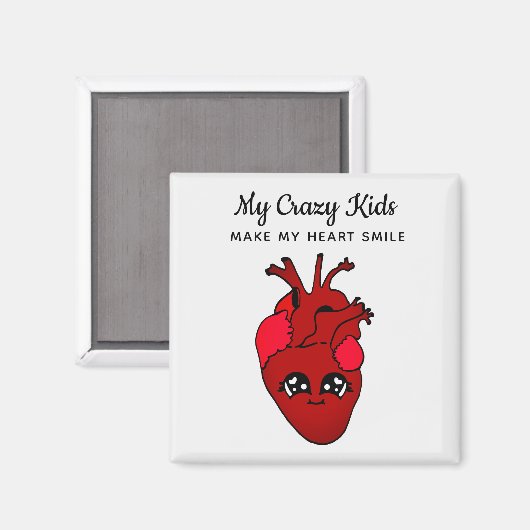 かわいいおもしろい笑顔ハートキッズバレンタインデー マグネット (正面/裏面)