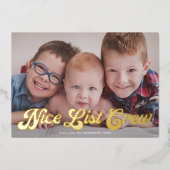 かわいいおもしろい素敵なリストクルーMerry Christmas金ゴールド 箔シーズンカード (正面)