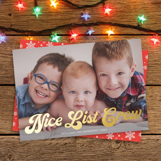 かわいいおもしろい素敵なリストクルーMerry Christmas金ゴールド 箔シーズンカード