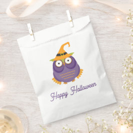 かわいいおもしろい紫の魔女フクロウ。ハロウィーンキッズトリート フェイバーバッグ