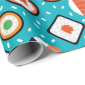 かわいいおもしろい継ぎ目が無いピクセル寿司の漫画パターン ラッピングペーパー (ロールコーナー)