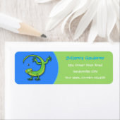 かわいいおもしろい緑のゲッコトカゲ漫画 ラベル (インサイチュ)