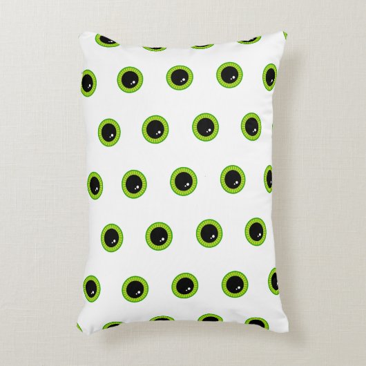 かわいいおもしろい緑の目 アクセントクッション (正面(垂直))