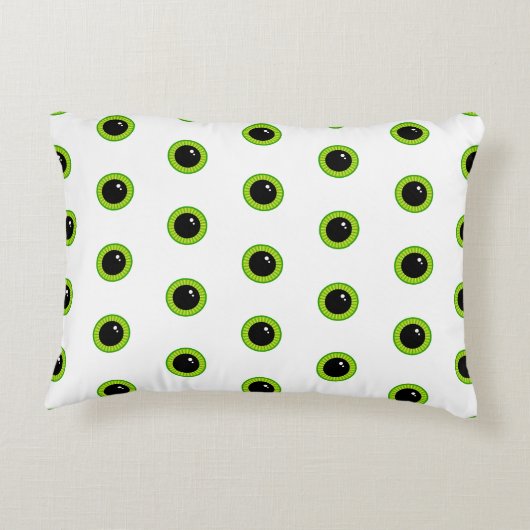 かわいいおもしろい緑の目 アクセントクッション (裏面)