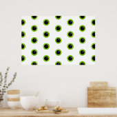 かわいいおもしろい緑の目 ポスター (キッチン)