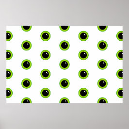 かわいいおもしろい緑の目 ポスター